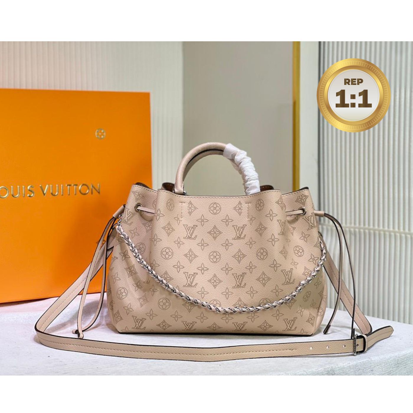 [REP 1:1] Louis Vuitton Bella Tote Mahina Creme Beige For Women 12.6in/32cm